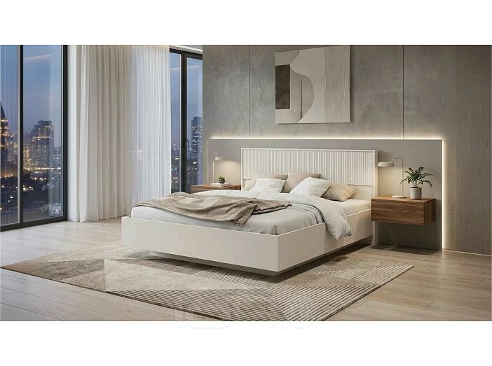 Кровать Марвэл без обивки кашемир/кашемир без подъёмного механизма 1600x2000, изголовье жесткое