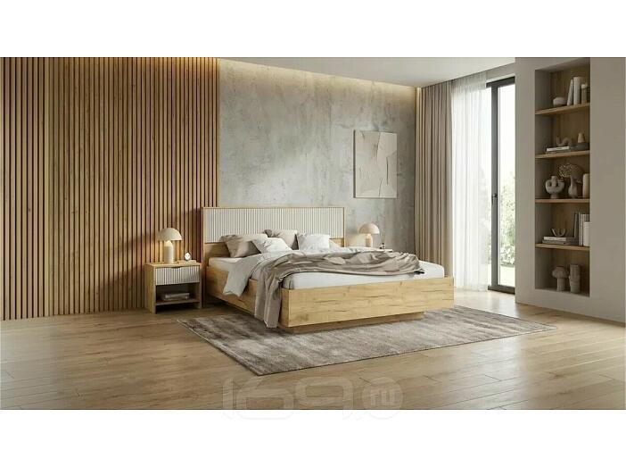 Кровать Марвэл без обивки мальта/дуб крафт без подъёмного механизма 1600x2000, изголовье жесткое