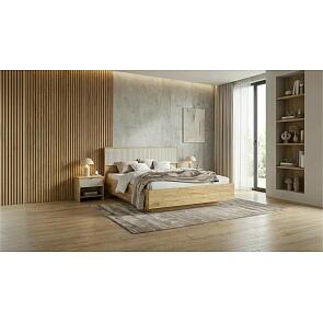 Кровать Марвэл без обивки мальта/дуб крафт без подъёмного механизма 1600x2000, изголовье жесткое