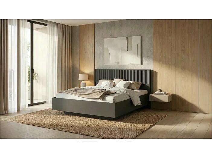 Кровать Марвэл без обивки браш графит/графит с подъемным механизмом 1600x2000, изголовье жесткое