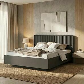 Кровать Марвэл без обивки браш графит/графит С П/М 1600x2000, изголовье жесткое