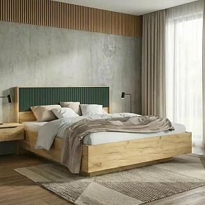 Кровать Марвэл без обивки браш мени грин/дуб крафт С П/М 1600x2000, изголовье жесткое
