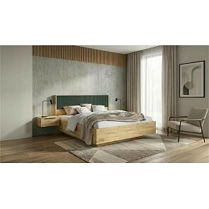 Кровать Марвэл без обивки браш мени грин/дуб крафт с подъемным механизмом 1600x2000, изголовье жесткое