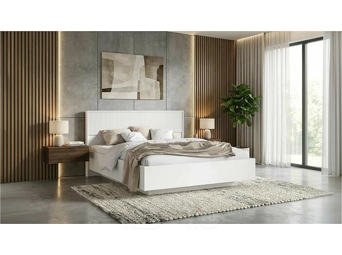 Кровать Марвэл без обивки браш вайт/белый с подъемным механизмом 1600x2000, изголовье жесткое