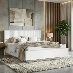 Кровать Марвэл без обивки браш вайт/белый С П/М 1600x2000, изголовье жесткое