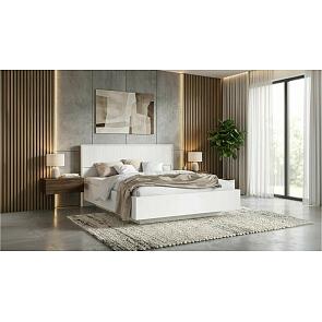 Кровать Марвэл без обивки браш вайт/белый с подъемным механизмом 1600x2000, изголовье жесткое