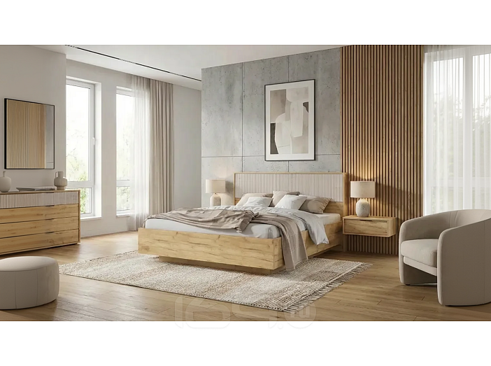 Кровать Марвэл без обивки мальта/дуб крафт С П/М 1600x2000, ортопедическое основание, изголовье жесткое