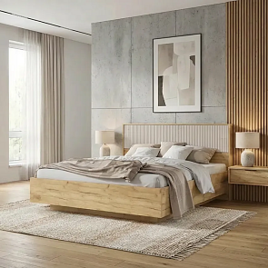 Кровать Марвэл без обивки мальта/дуб крафт С П/М 1600x2000, ортопедическое основание, изголовье жесткое