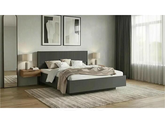 Кровать Марвэл без обивки браш графит/графит с подъемным механизмом 1600x2000, изголовье жесткое