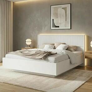 Кровать Марвэл без обивки браш вайт/белый С П/М 1600x2000, изголовье жесткое