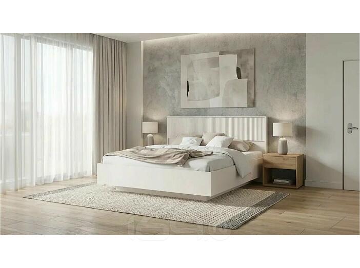 Кровать Марвэл с подсветкой без обивки кашемир/кашемир С П/М 1600x2000, ортопедическое основание, изголовье жесткое