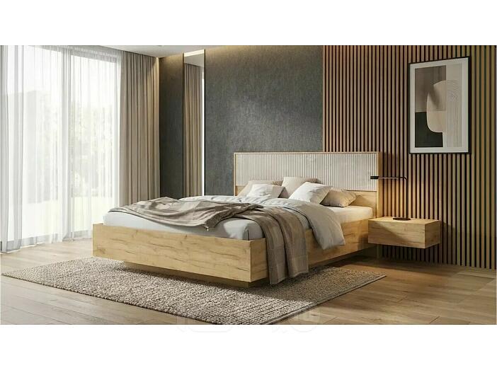 Кровать Марвэл без обивки мальта/дуб крафт с подъемным механизмом 1600x2000, изголовье жесткое