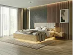 Кровать Марвэл с подсветкой без обивки мальта/дуб крафт С П/М 160x200, ортопедическое основание, изголовье жесткое