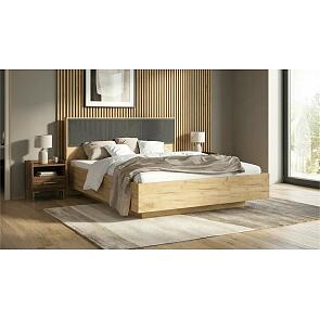 Кровать Сильвия без обивки браш графит/дуб крафт без подъёмного механизма 1600x2000, изголовье жесткое