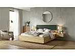 Кровать Сильвия без обивки браш мени грин/дуб крафт без П/М 160x200, изголовье жесткое