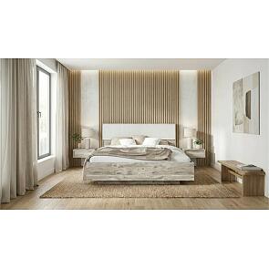 Кровать Сильвия без обивки браш вайт/дуб юкон без подъёмного механизма 1600x2000, изголовье жесткое