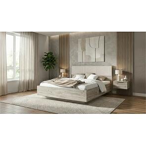 Кровать Сильвия без обивки кашемир/дуб крафт серый без подъёмного механизма 1600x2000, изголовье жесткое