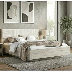Кровать Сильвия без обивки кашемир/дуб крафт серый без П/М 1600x2000, ортопедическое основание, изголовье жесткое