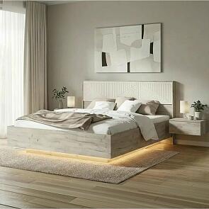 Кровать Сильвия без обивки кашемир/дуб крафт серый без П/М 1600x2000, изголовье жесткое