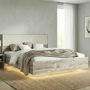 Кровать Сильвия без обивки кашемир/дуб юкон без П/М 1600x2000, изголовье жесткое