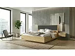 Кровать Сильвия без обивки браш графит/дуб крафт С П/М 160x200, ортопедическое основание, изголовье жесткое