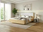 Кровать Сильвия без обивки браш вайт/дуб крафт С П/М 160x200, ортопедическое основание, изголовье жесткое