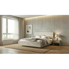 Кровать Сильвия без обивки кашемир/дуб крафт серый с подъемным механизмом 1600x2000, изголовье жесткое