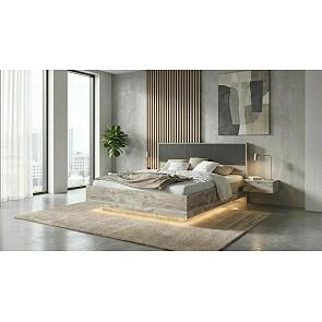 Кровать Сильвия без обивки браш графит/дуб юкон С П/М 1600x2000, изголовье жесткое