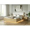 Кровать Сильвия с подсветкой без обивки браш вайт/дуб крафт С П/М 1600x2000, изголовье жесткое