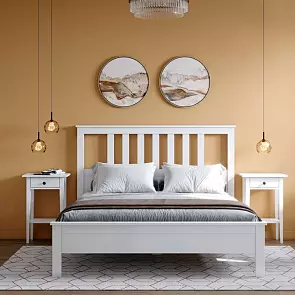 Кровать Эдит без обивки белый фактурный без П/М 160x200, без ортопедического основания, изголовье жесткое