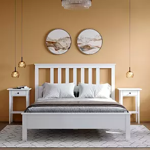 Кровать Эдит без обивки белый фактурный без подъёмного механизма 1600x2000, изголовье жесткое