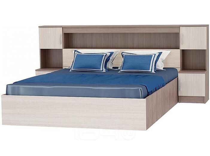 Кровать Бася КР-552 с закроватным модулем ЛДСП Ясень шимо светлый 1,6м Кровать Бася КР-552 с закроватным модулем ЛДСП Ясень шимо светлый 1,6м