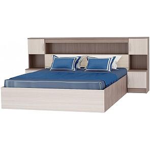 Кровать Бася КР-552 с закроватным модулем ЛДСП Ясень шимо светлый 1,6м