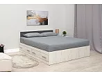 Кровать Фиеста без обивки графит/дуб крафт белый без П/М 160x200, щит-основание, изголовье жесткое