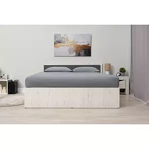 Кровать Фиеста без обивки графит/дуб крафт белый без П/М 1600x2000, изголовье жесткое