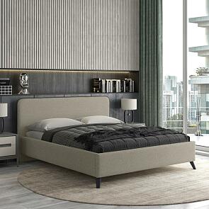 Кровать Миа рогожка браво лайт браун 1400x2000, изголовье мягкое