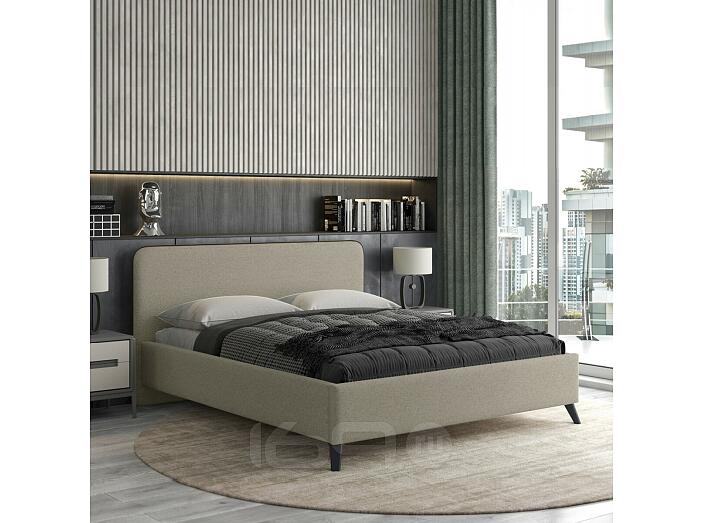 Кровать интерьерная Миа HP рогожка Bravo light brown/кант Коричневый 140*200