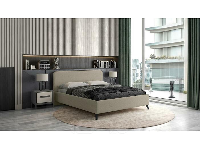 Кровать Миа рогожка браво лайт браун 1600x2000, изголовье мягкое
