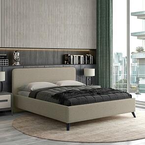 Кровать Миа рогожка браво лайт браун 1600x2000, изголовье мягкое