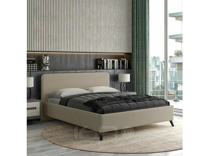 Кровать интерьерная Миа HP рогожка Bravo light brown/кант Коричневый 160*200