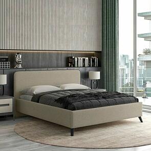 Кровать интерьерная Миа HP рогожка Bravo light brown/кант Коричневый 160*200