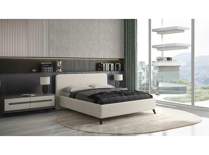 Кровать Миа рогожка браво вайт 1600x2000, изголовье мягкое