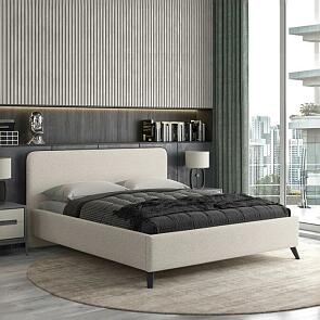 Кровать Миа рогожка браво вайт 1600x2000, изголовье мягкое
