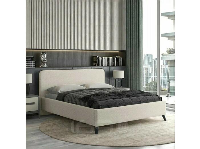 Кровать интерьерная Миа HP рогожка Bravo white/кант Коричневый 160*200