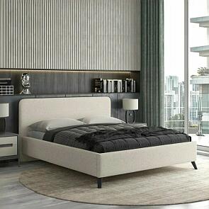 Кровать интерьерная Миа HP рогожка Bravo white/кант Коричневый 160*200