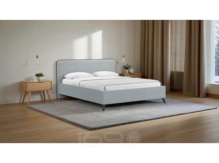 Кровать Миа рогожка браво грей 1600x2000, изголовье мягкое