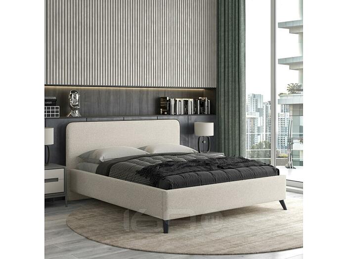 Кровать Миа рогожка браво вайт 1400x2000, изголовье мягкое