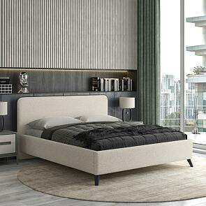 Кровать Миа рогожка браво вайт 1400x2000, изголовье мягкое