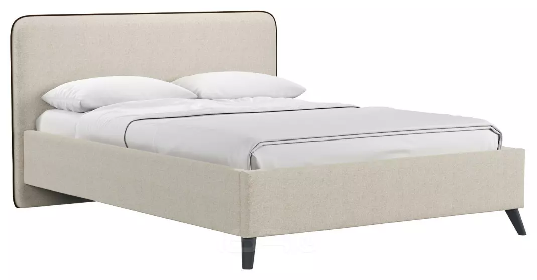 Кровать интерьерная Миа HP рогожка Bravo white/кант Коричневый 140*200