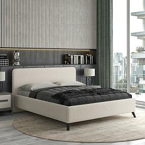 Кровать интерьерная Миа HP рогожка Bravo white/кант Коричневый 140*200